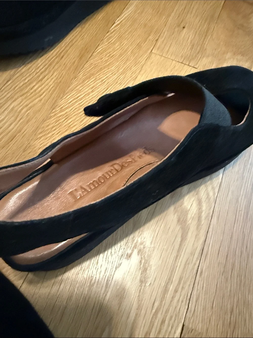 Women’s Black Suede Platform Slingback Sandals with Elastic Strap